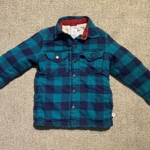 Tommy Bahama Boys Sherpa Lined Flannel Jacket Green Plaid 5/6